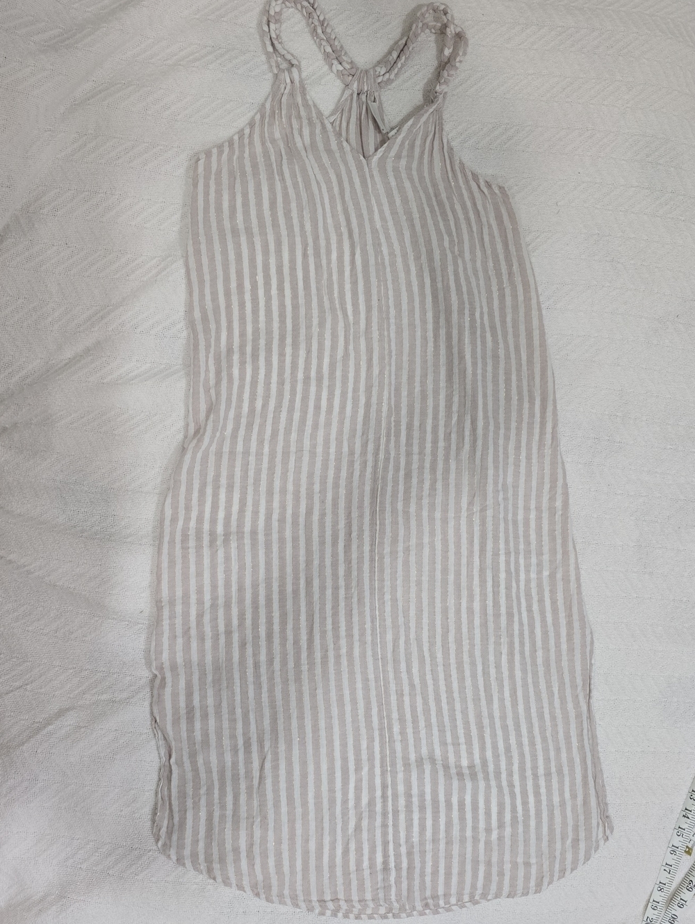 Striped Cream and White Long Sleeve Dress